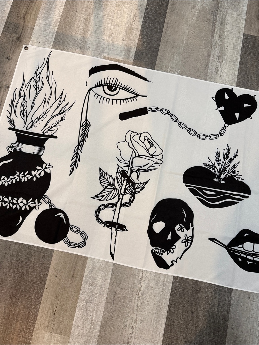 Johnny Gloom Black & White Wall Tapestry